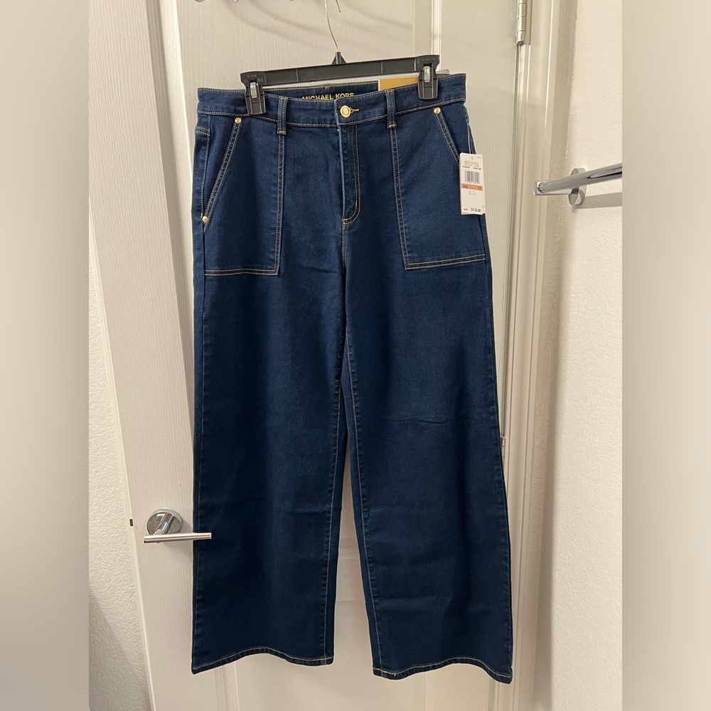 Michael Kors high waisted wide leg stretch jeans, brand new.